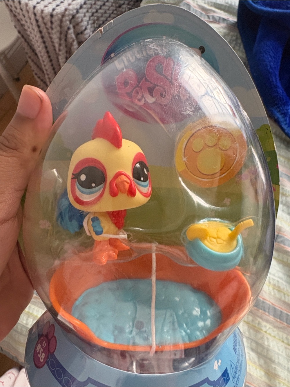 Littlest Pet Shop Yellow, Red & Blue Chick Figure with Orange Pool